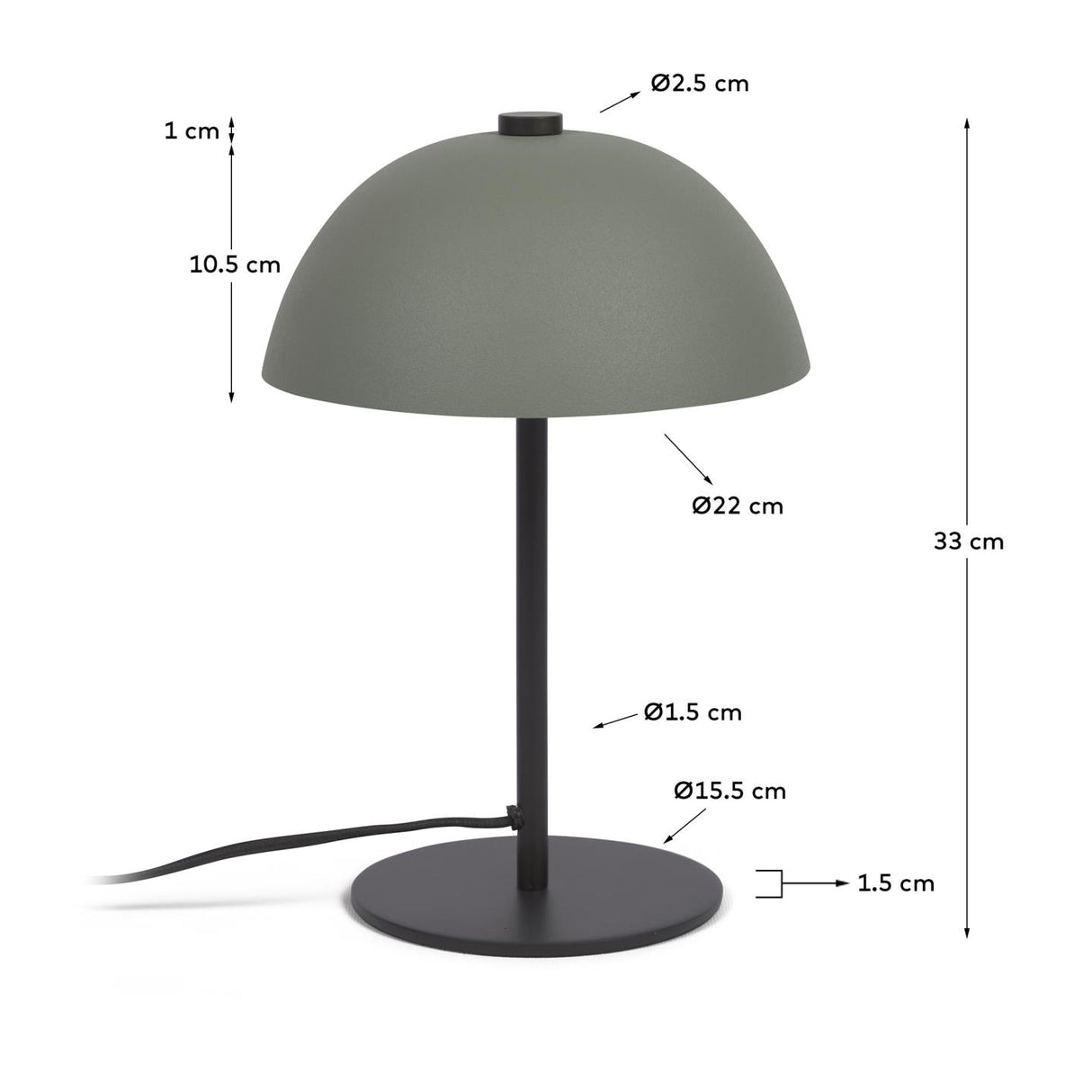 Aleyla Tischlampe aus Metall mit grüner Oberfläche - ZEN ZONE Furniture