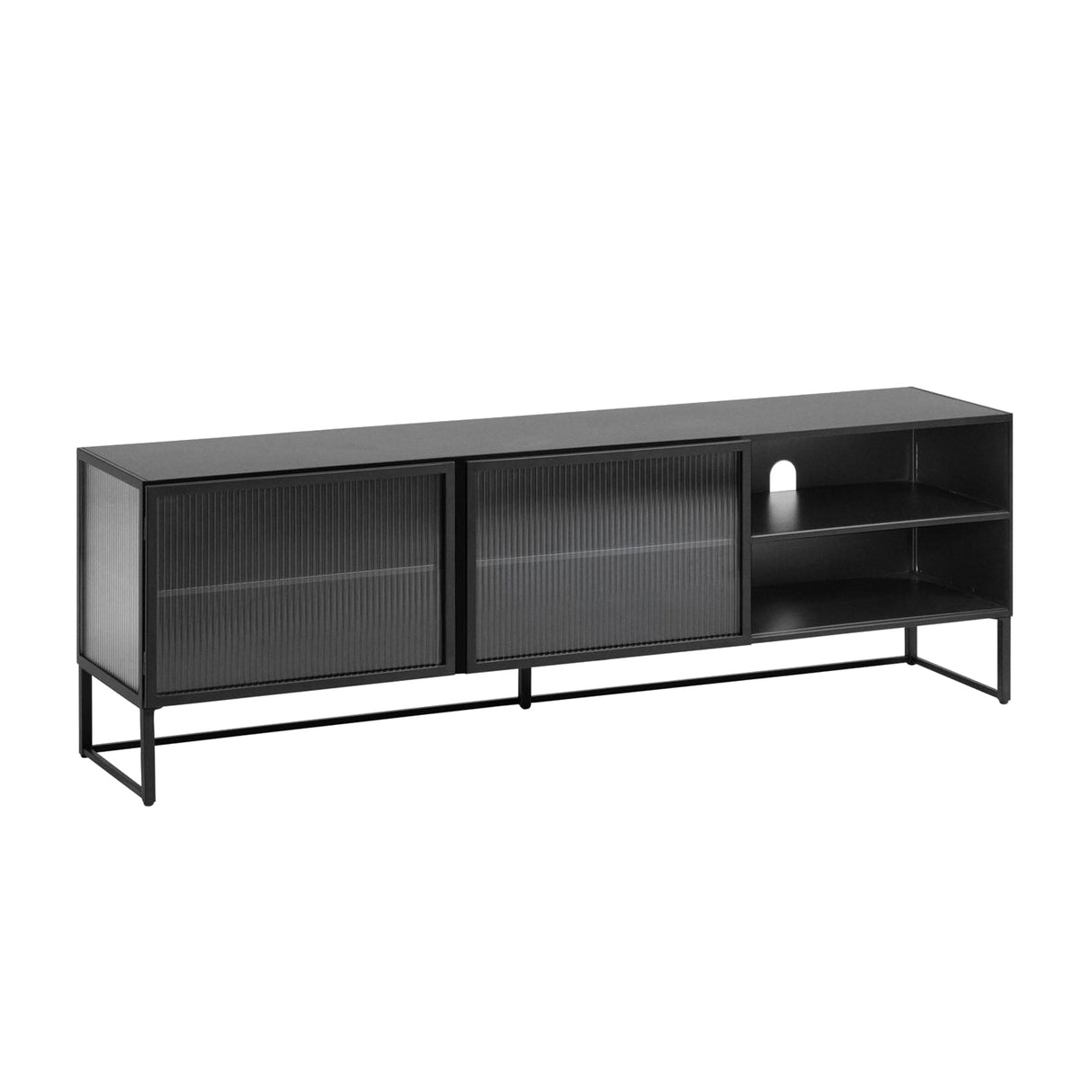 Trixie TV-Schrank 2 Türen aus Stahl mit schwarzem Finish 180 x 58 cm - ZEN ZONE Furniture