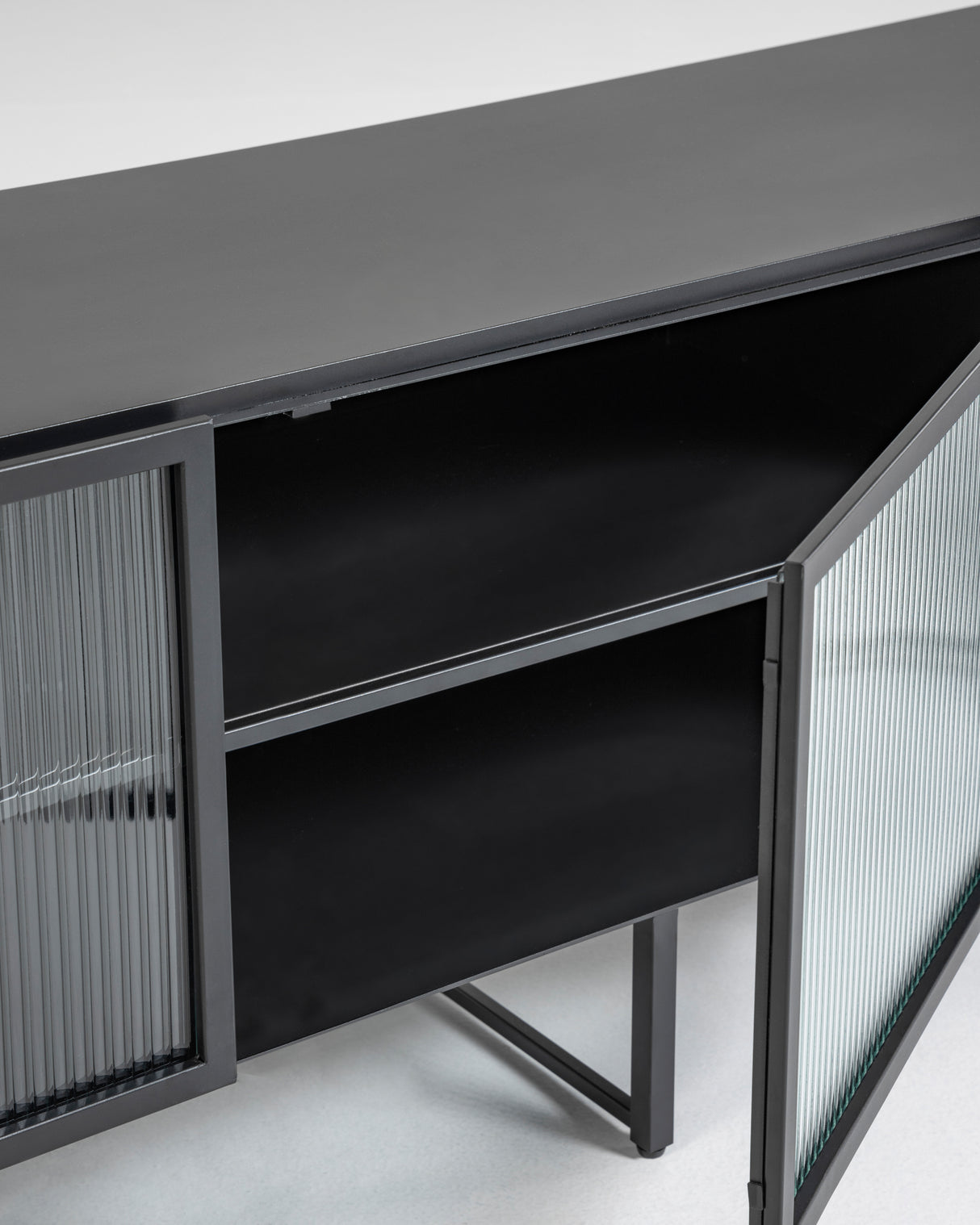 Trixie TV-Schrank 2 Türen aus Stahl mit schwarzem Finish 180 x 58 cm - ZEN ZONE Furniture