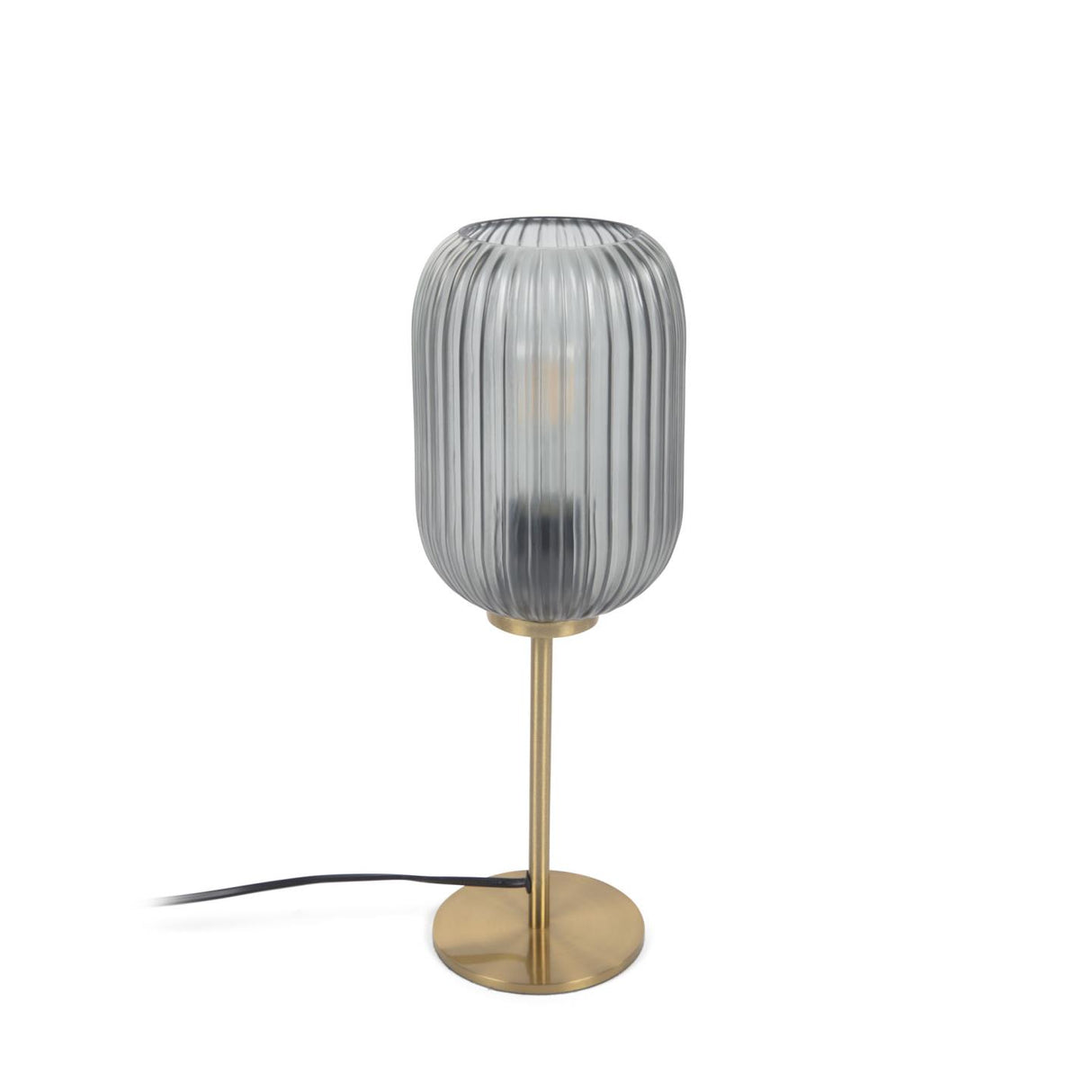 Hestia Tischlampe aus Metall mit Messing-Finish und grauem Glas - ZEN ZONE Furniture
