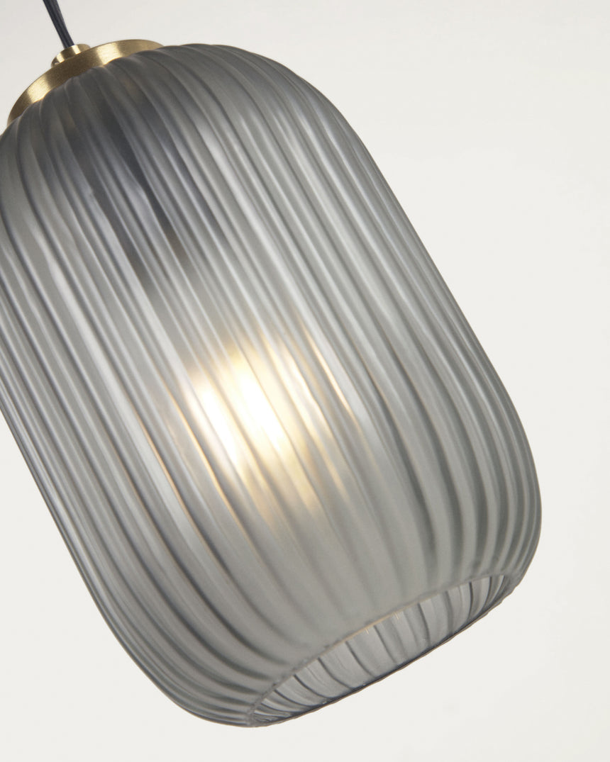 Hestia Deckenlampe aus Metall mit Messing-Finish und grauem Glas - ZEN ZONE Furniture