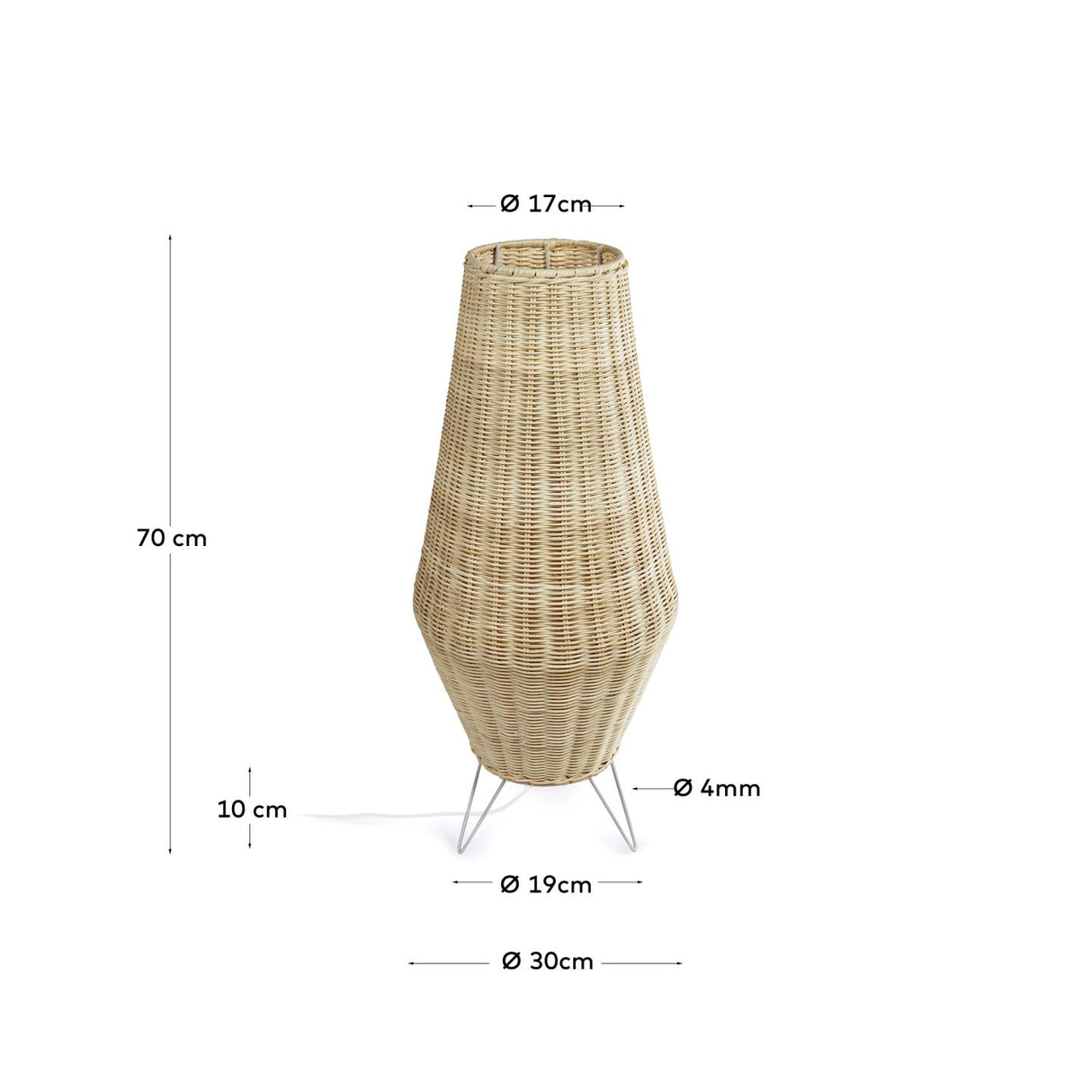 Kamaria mittelgroße Tischlampe aus Rattan mit natürlichem Finish - ZEN ZONE Furniture