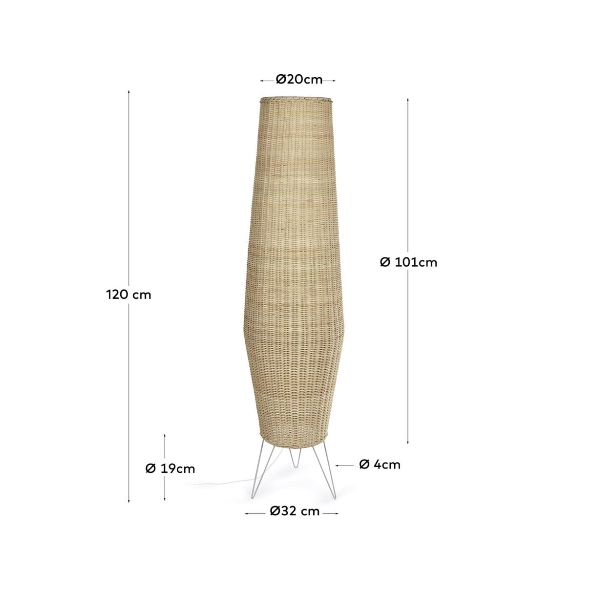 Kamaria große Stehlampe aus Rattan mit natürlichem Finish - ZEN ZONE Furniture