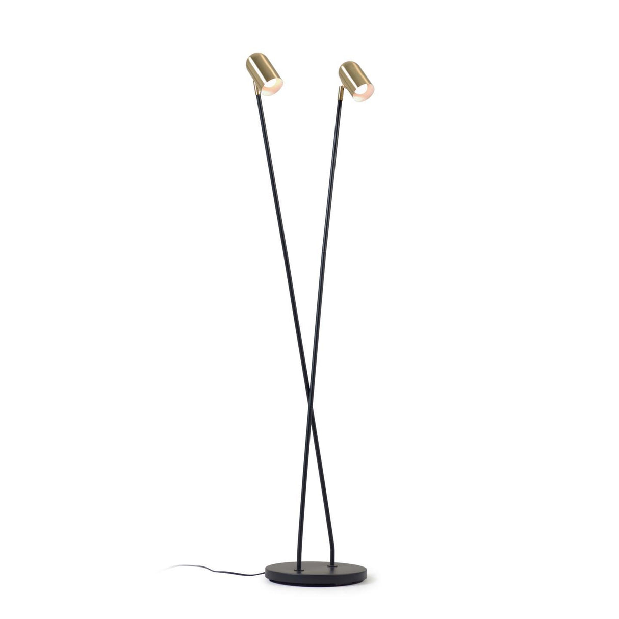 Clemence Stehlampe aus schwarzem Metall und goldfarbenen Lampenschirmen - ZEN ZONE Furniture