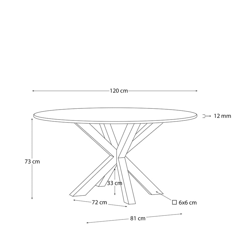 Argo runder Tisch aus schwarzem Glas mit schwarzen Stahlbeinen Ø 120 cm - ZEN ZONE Furniture