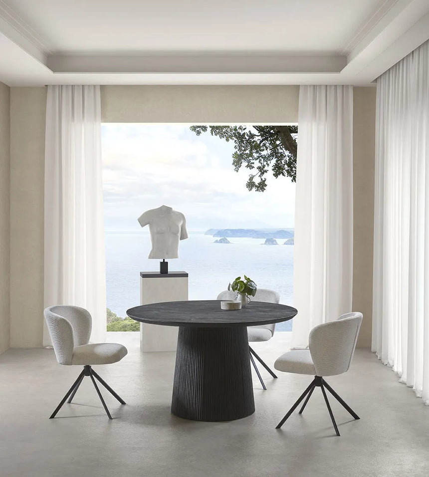 Essstuhl drehbar in Dunkelgrau mit anthrazitfarbenen Metallbeinen COS - ZEN ZONE Furniture