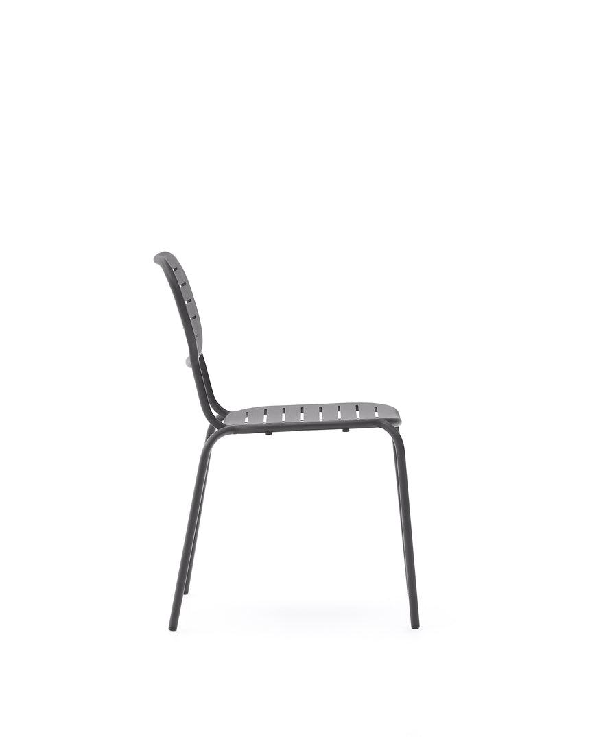 Stapelbarer Outdoor-Stuhl Brai aus verzinktem Stahl in Dunkelgrau - ZEN ZONE Furniture