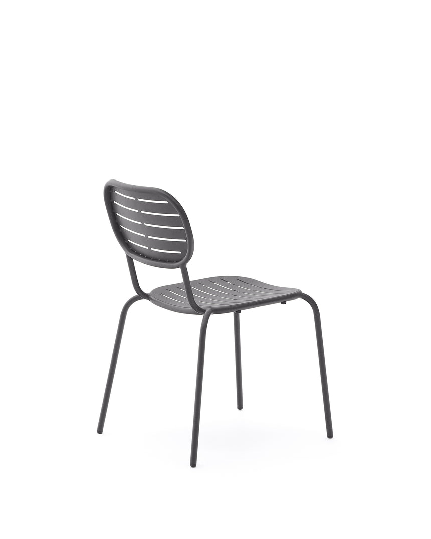 Stapelbarer Outdoor-Stuhl Brai aus verzinktem Stahl in Dunkelgrau - ZEN ZONE Furniture