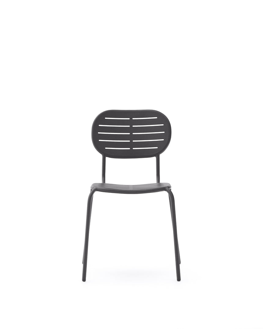Stapelbarer Outdoor-Stuhl Brai aus verzinktem Stahl in Dunkelgrau - ZEN ZONE Furniture