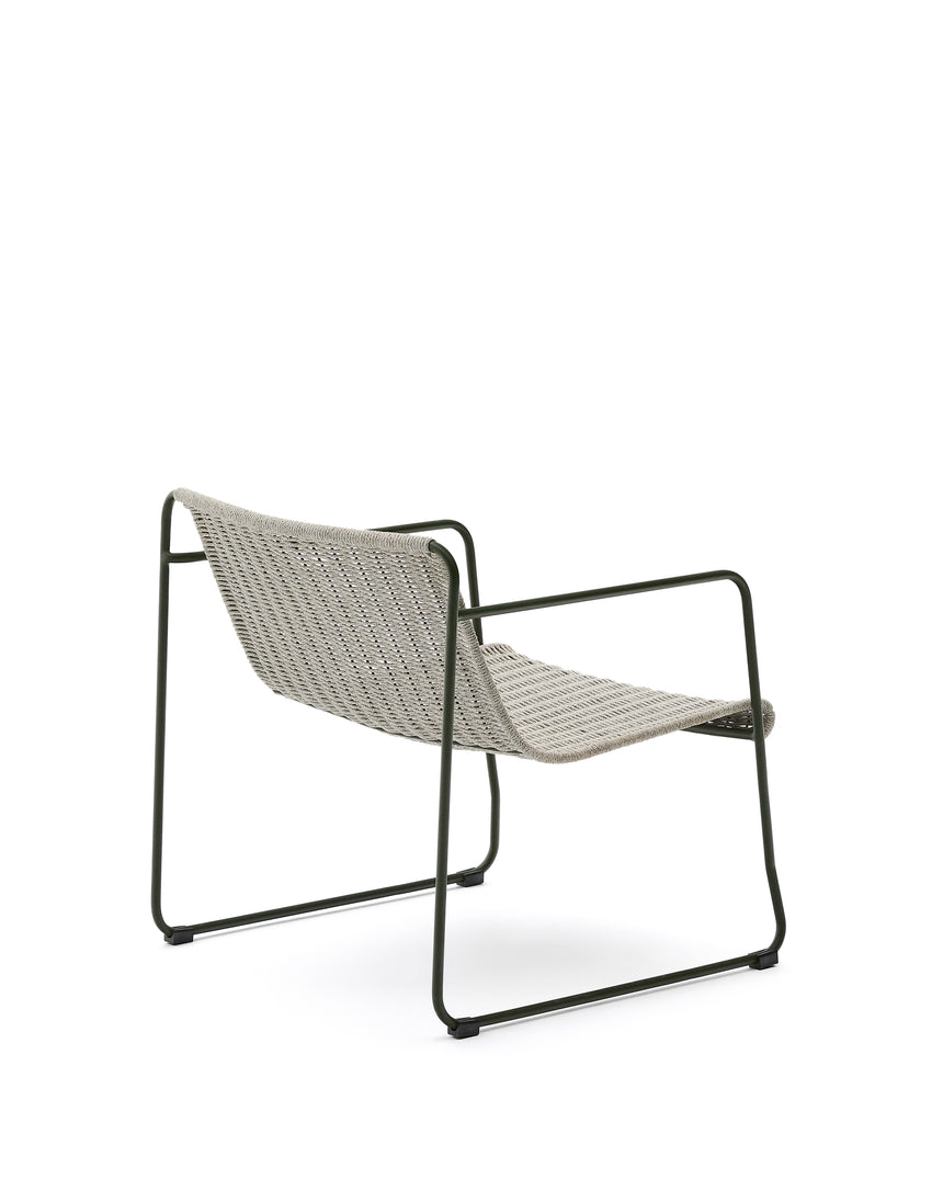 Sessel Maurina aus grün verzinktem Stahl mit écrufarbenem und grauem Seil - ZEN ZONE Furniture