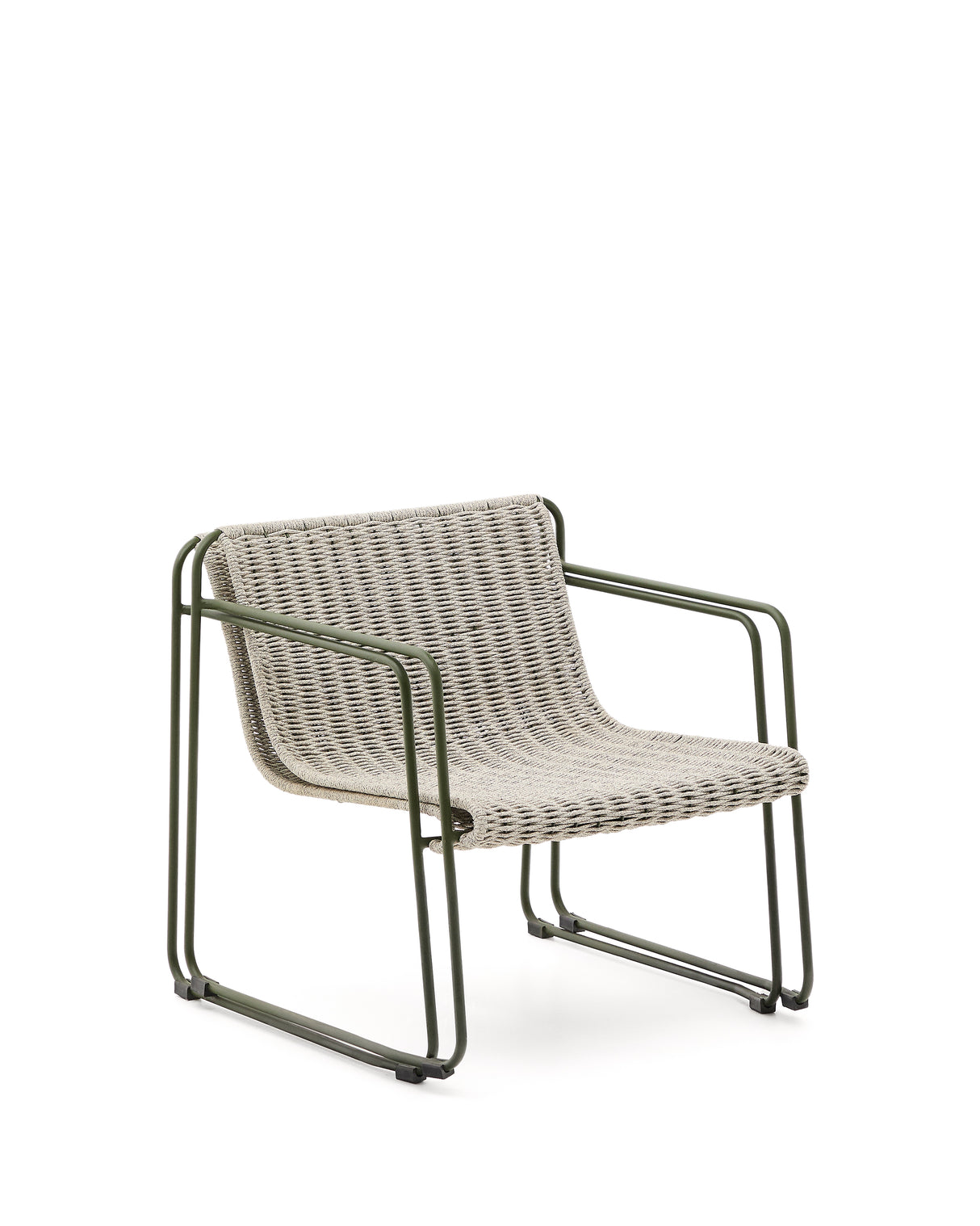 Sessel Maurina aus grün verzinktem Stahl mit écrufarbenem und grauem Seil - ZEN ZONE Furniture