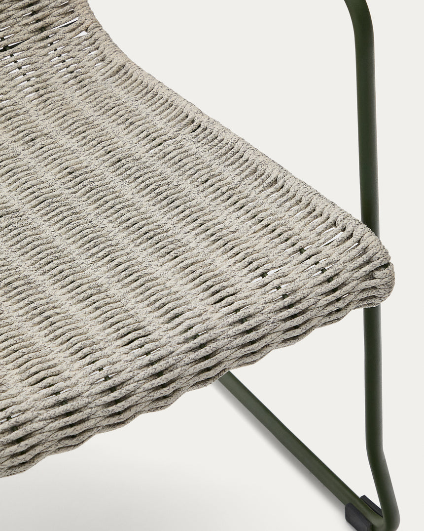Sessel Maurina aus grün verzinktem Stahl mit écrufarbenem und grauem Seil - ZEN ZONE Furniture