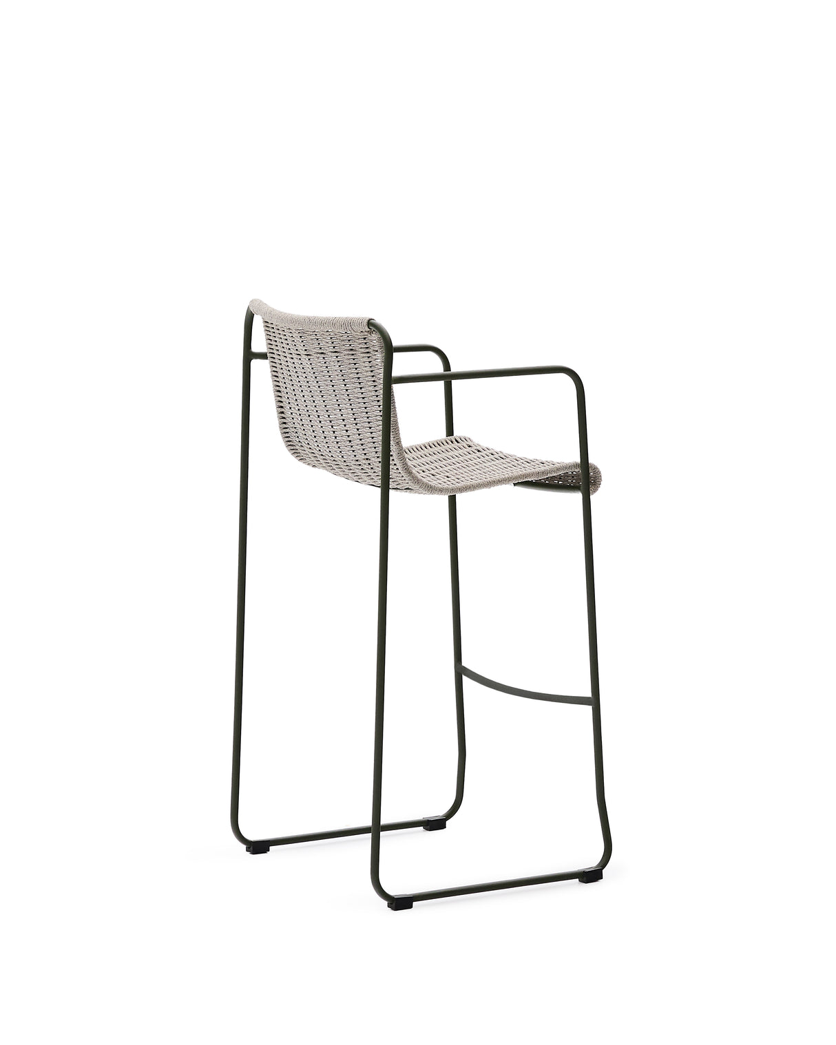 Hocker Maurina aus grün verzinktem Stahl mit écrufarbenem und grauem Seil 74,5 cm - ZEN ZONE Furniture