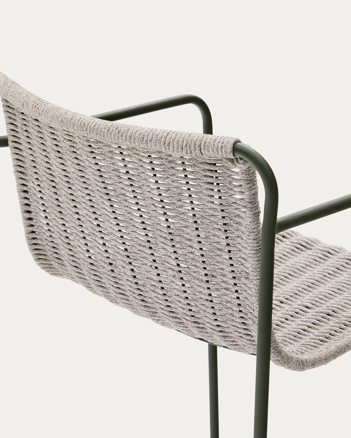 Hocker Maurina aus grün verzinktem Stahl mit écrufarbenem und grauem Seil 74,5 cm - ZEN ZONE Furniture