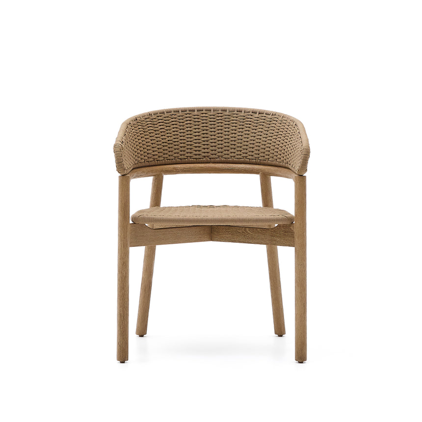 Stuhl Arinella aus massivem Akazienholz mit Finish in natürlichem Farbton und beigem Seil FSC 100% - ZEN ZONE Furniture