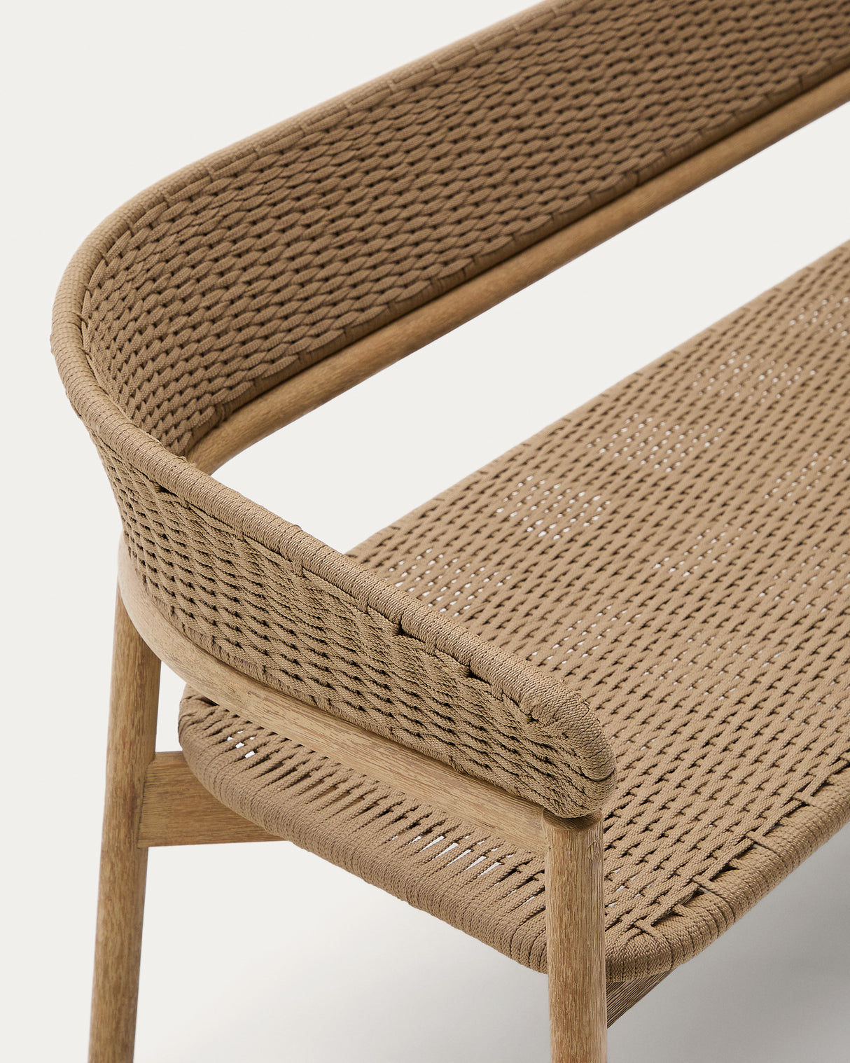 3-Sitzer-Sofa Arinella aus massivem Akazienholz mit Finish in natürlichem Farbton und beigem Seil FSC 100% 167 cm - ZEN ZONE Furniture