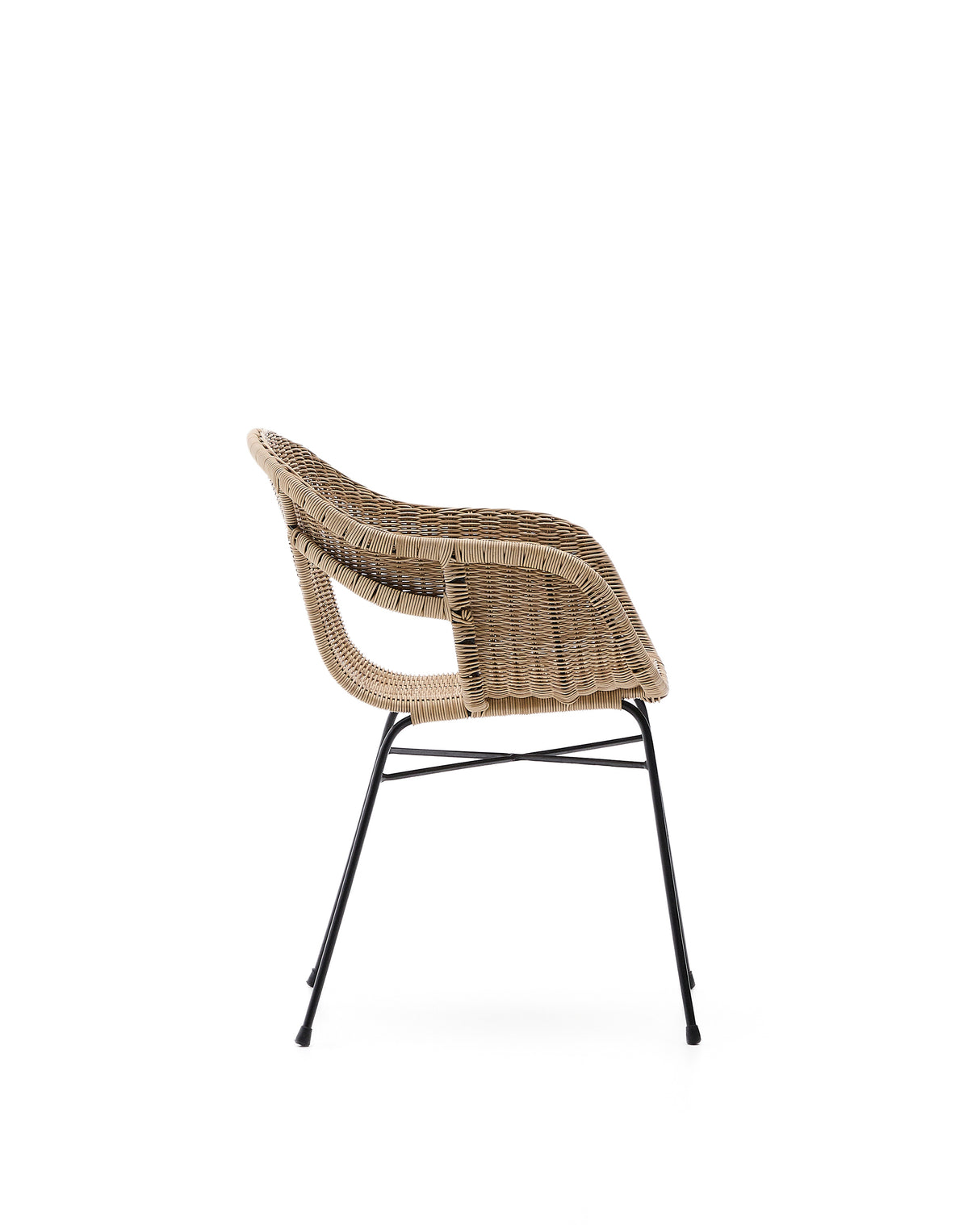 Stapelbarer Stuhl Eltiera aus synthetischem Rattan und schwarzem Stahlgestell - ZEN ZONE Furniture