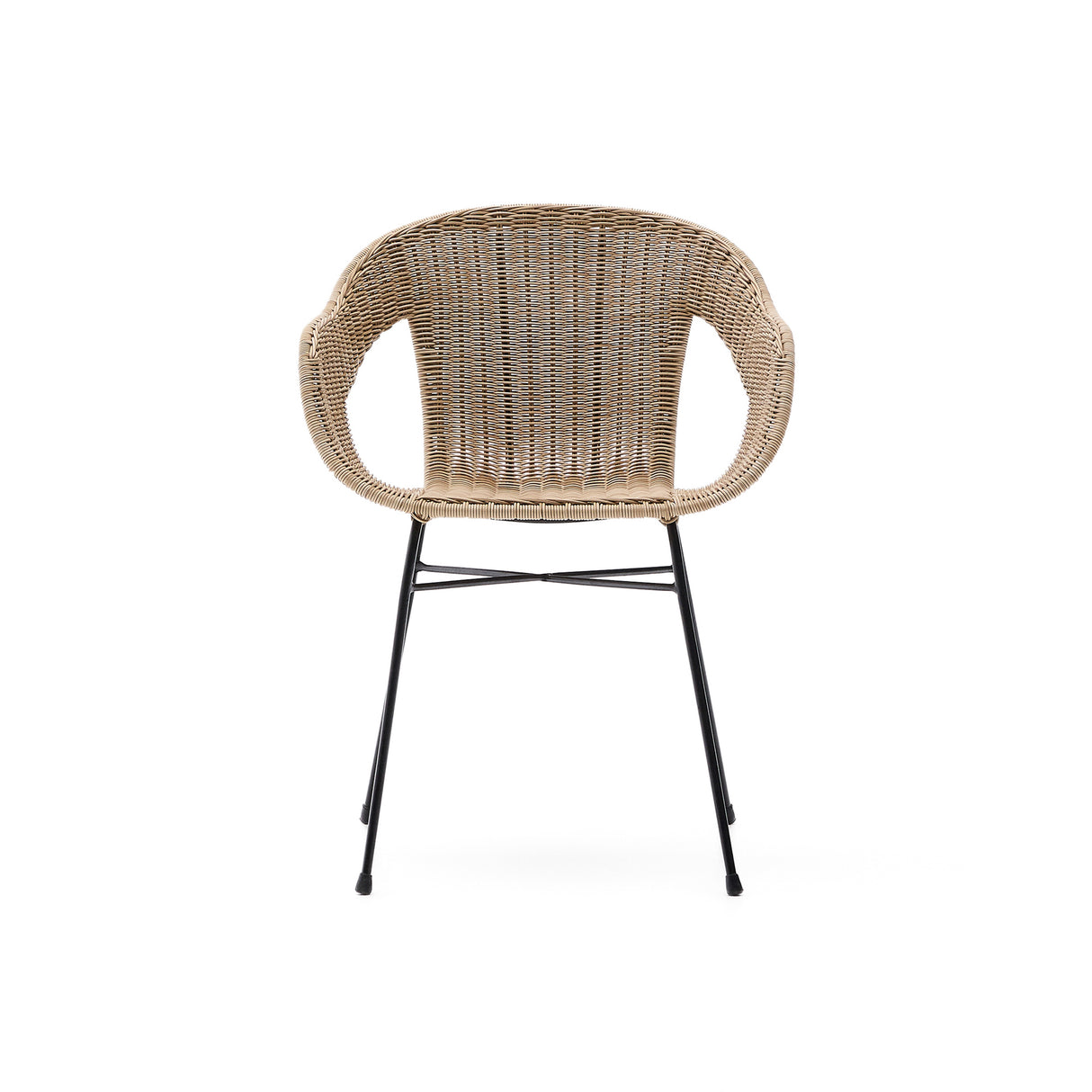 Stapelbarer Stuhl Eltiera aus synthetischem Rattan und schwarzem Stahlgestell - ZEN ZONE Furniture