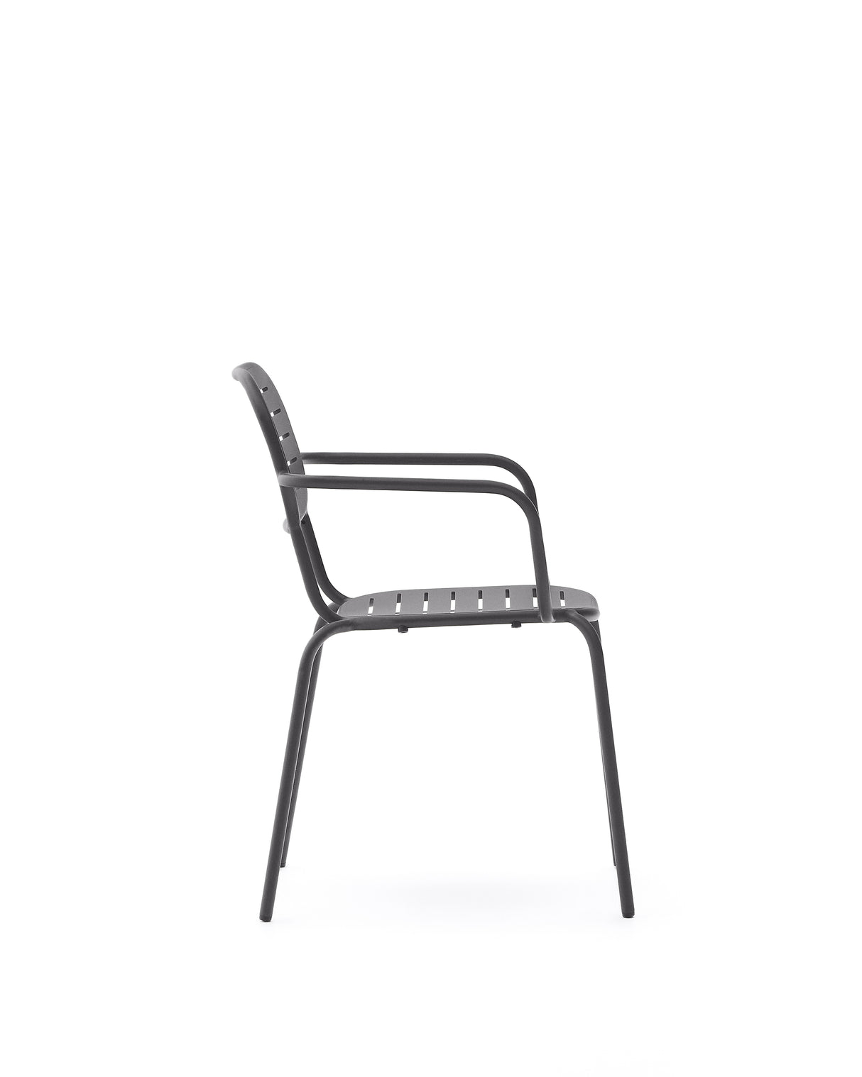 Stapelbarer Outdoor-Stuhl mit Armlehnen Brai aus verzinktem Stahl in Dunkelgrau - ZEN ZONE Furniture