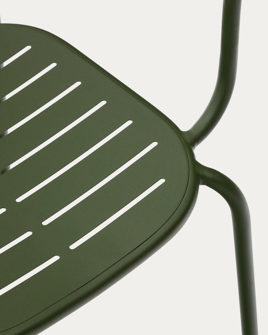 Stapelbarer Outdoor-Stuhl mit Armlehnen Brai aus verzinktem Stahl in Grün - ZEN ZONE Furniture