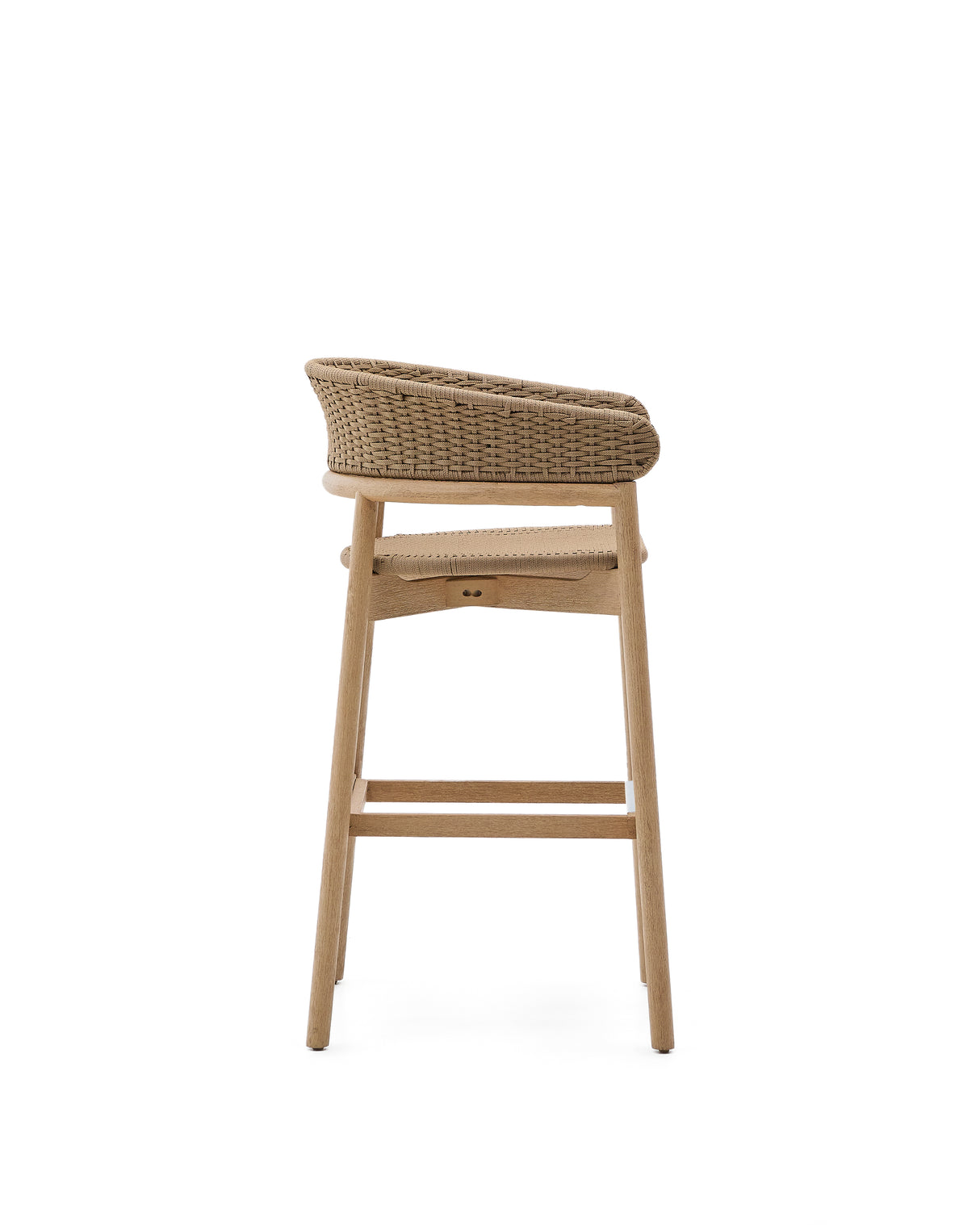 Hocker Arinella aus massivem Akazienholz mit Finish in natürlichem Farbton und beige Seil 75 cm FSC 100% - ZEN ZONE Furniture