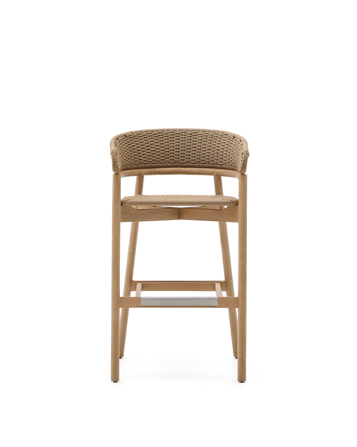 Hocker Arinella aus massivem Akazienholz mit Finish in natürlichem Farbton und beige Seil 75 cm FSC 100% - ZEN ZONE Furniture