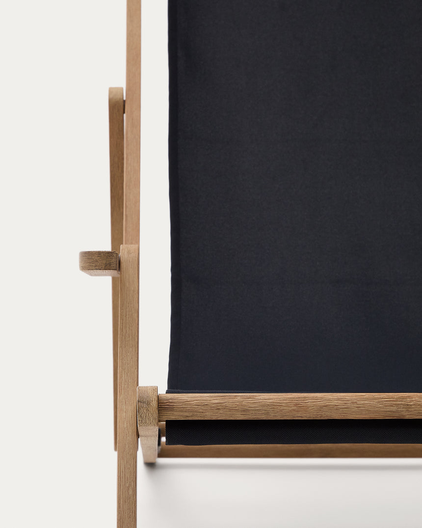 Klappbarer Outdoor-Liegestuhl Vilara in Schwarz aus massivem Akazienholz FSC 100% - ZEN ZONE Furniture