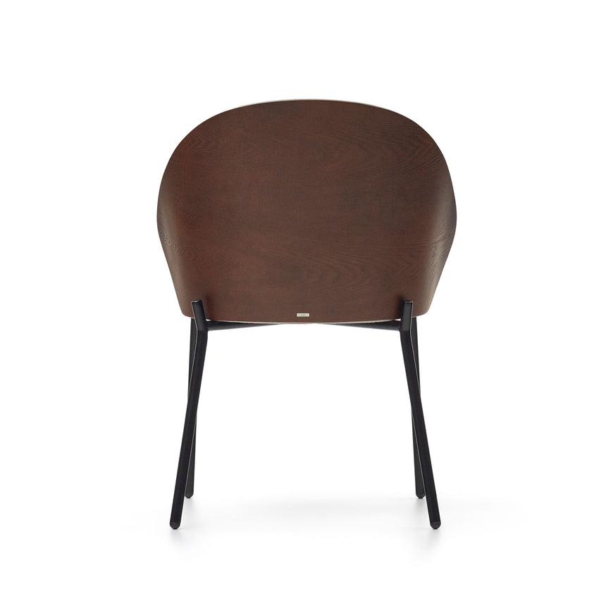 Eamy Stuhl hellbraun Eschenfurnier mit Wenge-Finish und Metall in Schwarz - ZEN ZONE Furniture