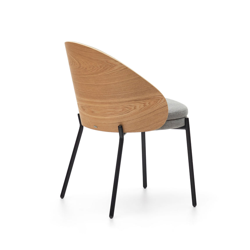 Eamy Stuhl hellgrau Eschenfurnier mit natürlichem Finish und Metall in Schwarz - ZEN ZONE Furniture