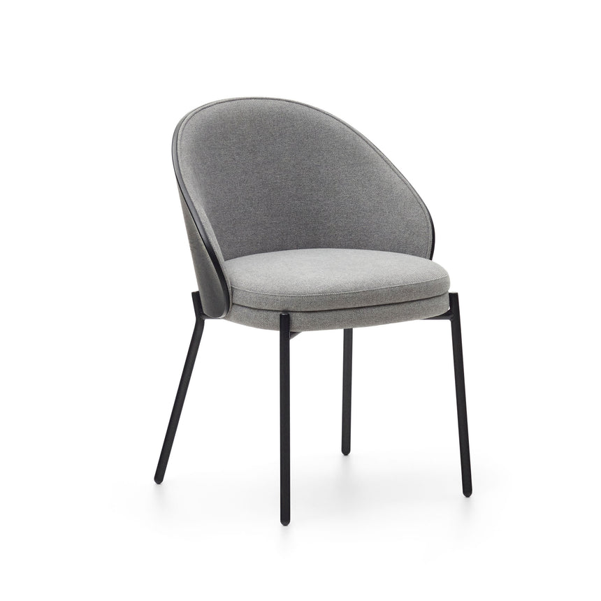 Eamy Stuhl hellgrau Eschenfurnier mit schwarzem Finish und Metall in Schwarz - ZEN ZONE Furniture