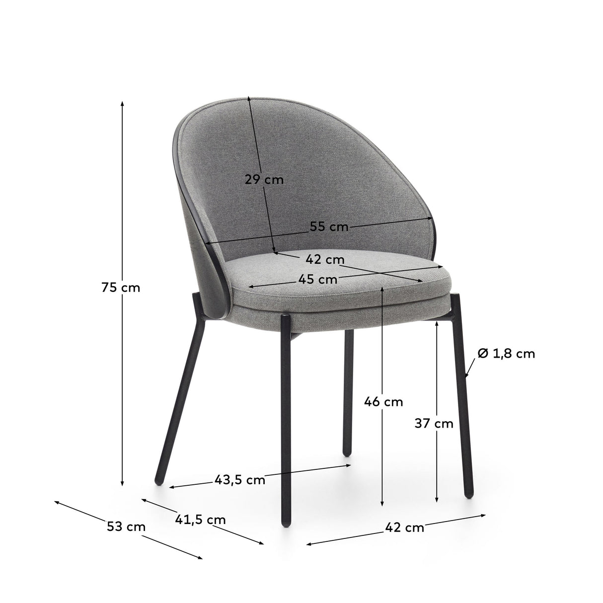 Eamy Stuhl hellgrau Eschenfurnier mit schwarzem Finish und Metall in Schwarz - ZEN ZONE Furniture