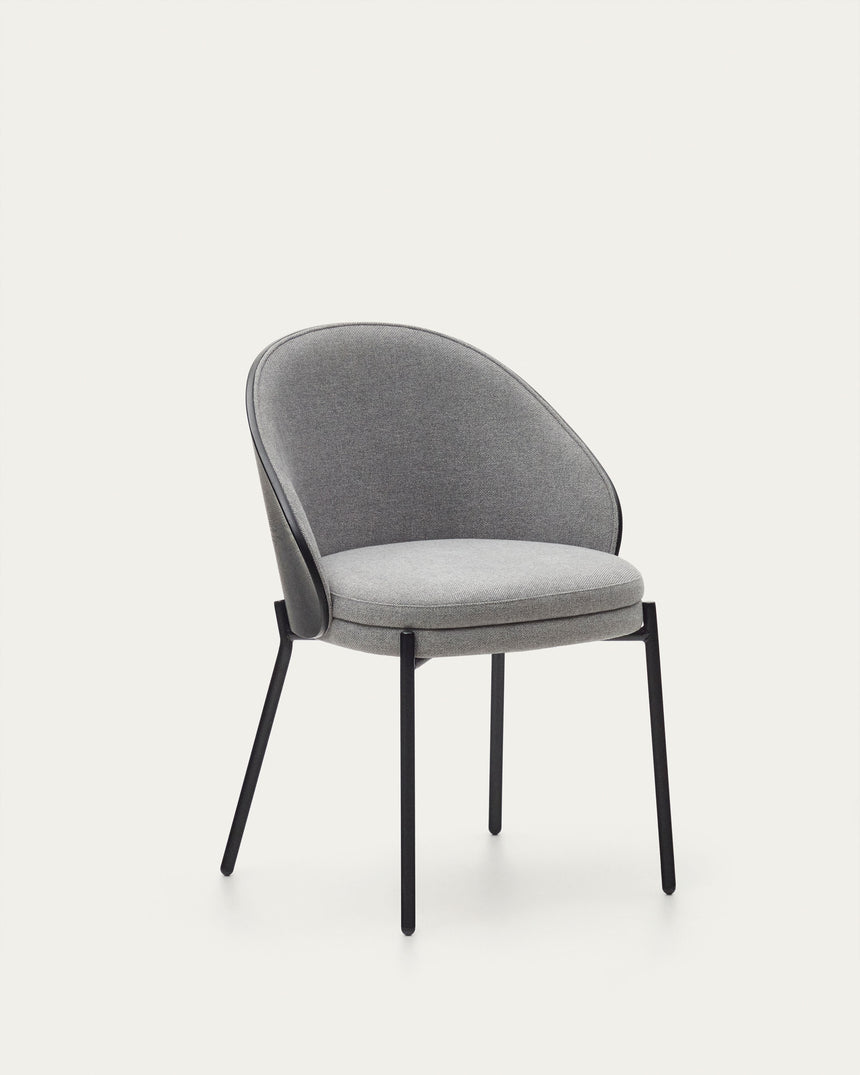 Eamy Stuhl hellgrau Eschenfurnier mit schwarzem Finish und Metall in Schwarz - ZEN ZONE Furniture
