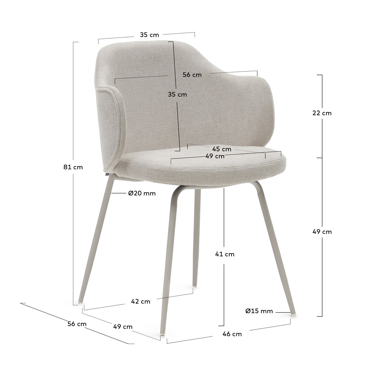 Yunia Stuhl Beige-Finish - ZEN ZONE Furniture