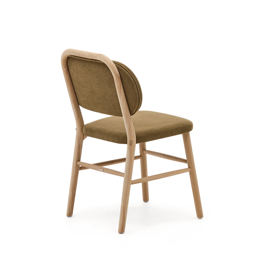Helda Stuhl aus grüner Chenille und massivem Eichenholz FSC Mix Credit - ZEN ZONE Furniture