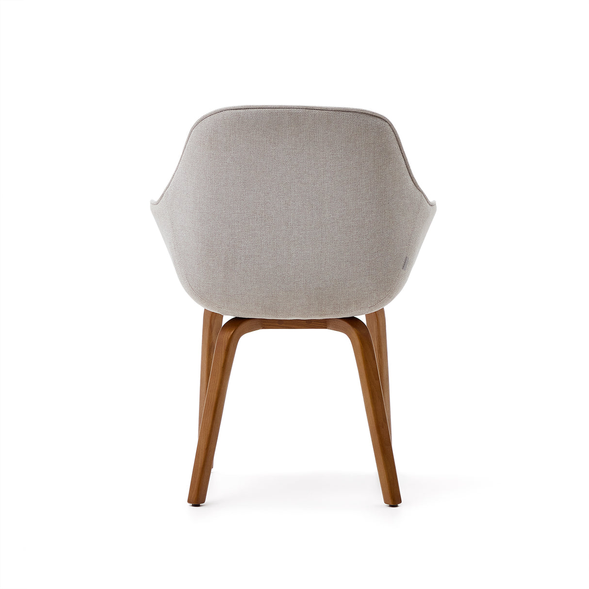 Aleli Stuhl mit Chenille in Beige Beine aus massivem Eschenholz mit Nussholz-Finish - ZEN ZONE Furniture