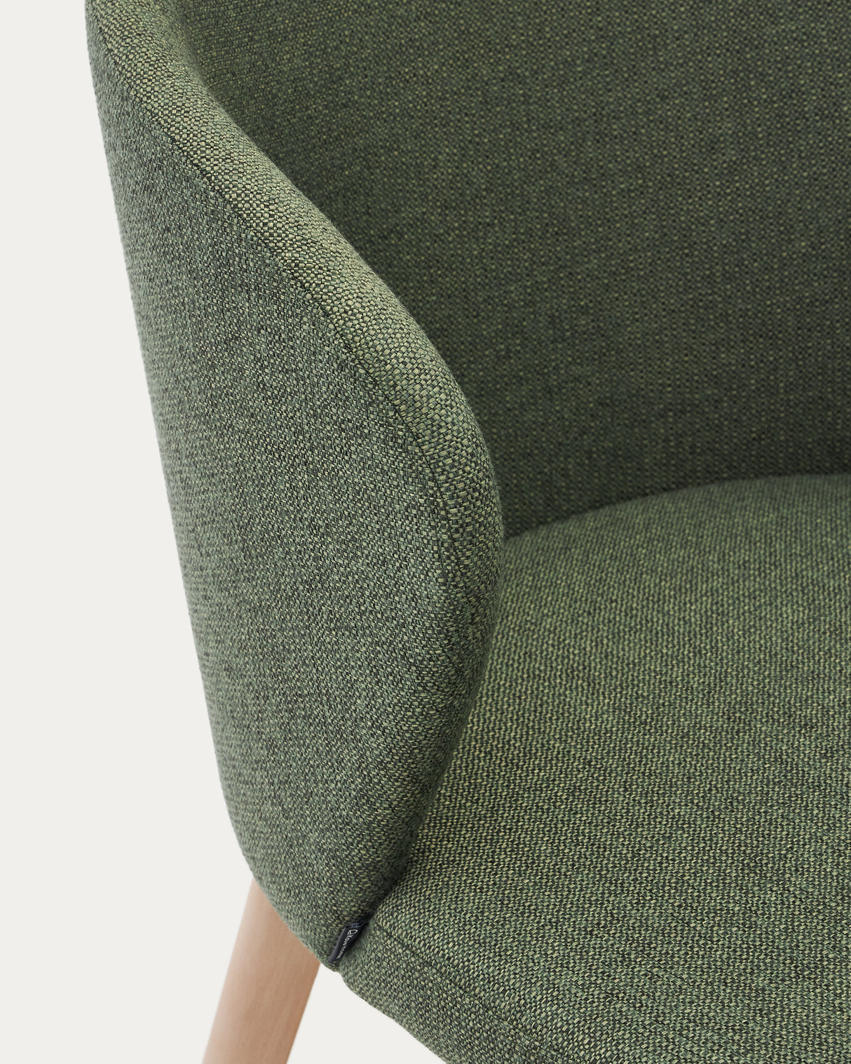Darice Stuhl aus grüner Chenille und massivem Buchenholz 100% FSC mit naturfarbenem Finish - ZEN ZONE Furniture