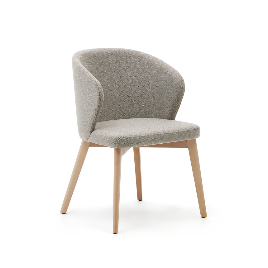 Darice Stuhl aus brauner Chenille und massivem Buchenholz 100% FSC mit naturfarbenem Finis - ZEN ZONE Furniture