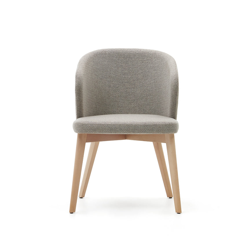 Darice Stuhl aus brauner Chenille und massivem Buchenholz 100% FSC mit naturfarbenem Finis - ZEN ZONE Furniture