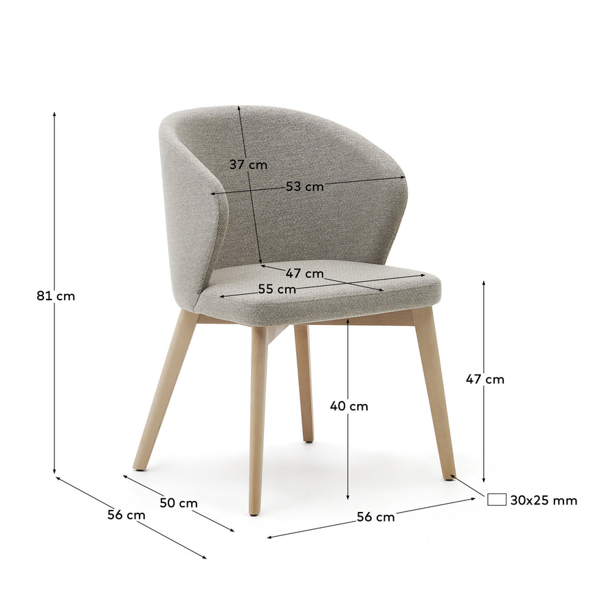 Darice Stuhl aus brauner Chenille und massivem Buchenholz 100% FSC mit naturfarbenem Finis - ZEN ZONE Furniture
