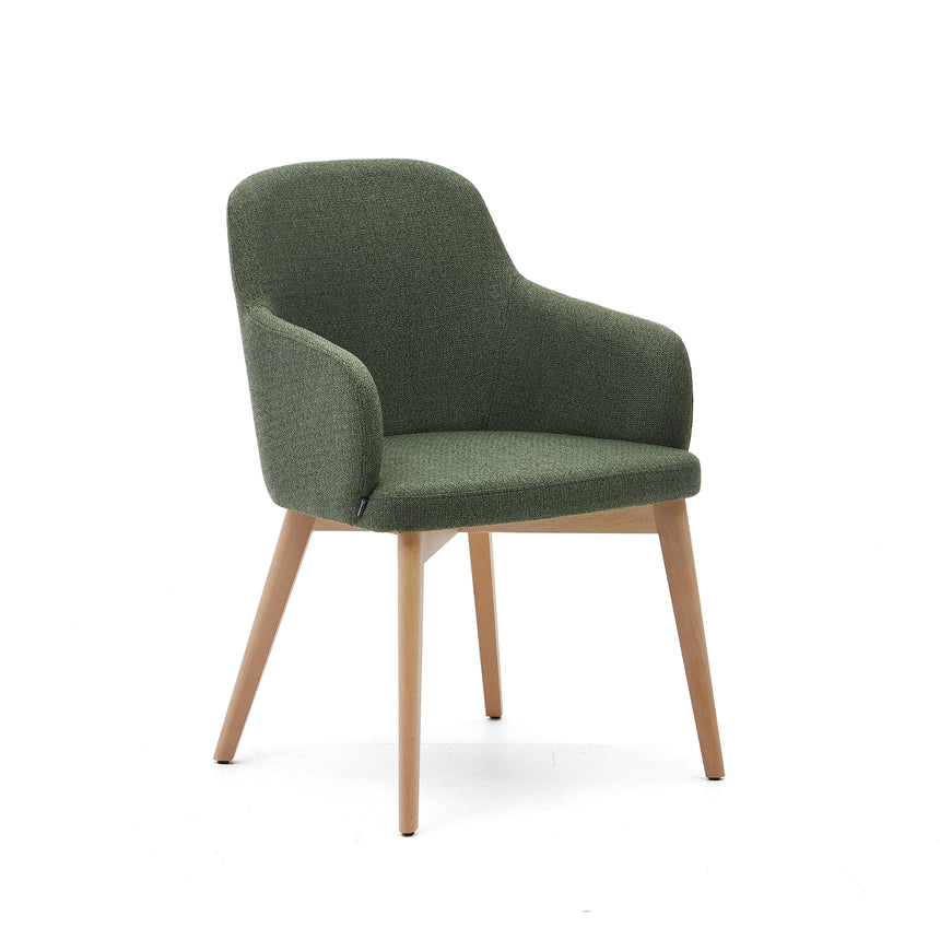 Nelida Stuhl aus grüner Chenille und massivem Buchenholz mit naturfarbenem Finish FSC 100% - ZEN ZONE Furniture