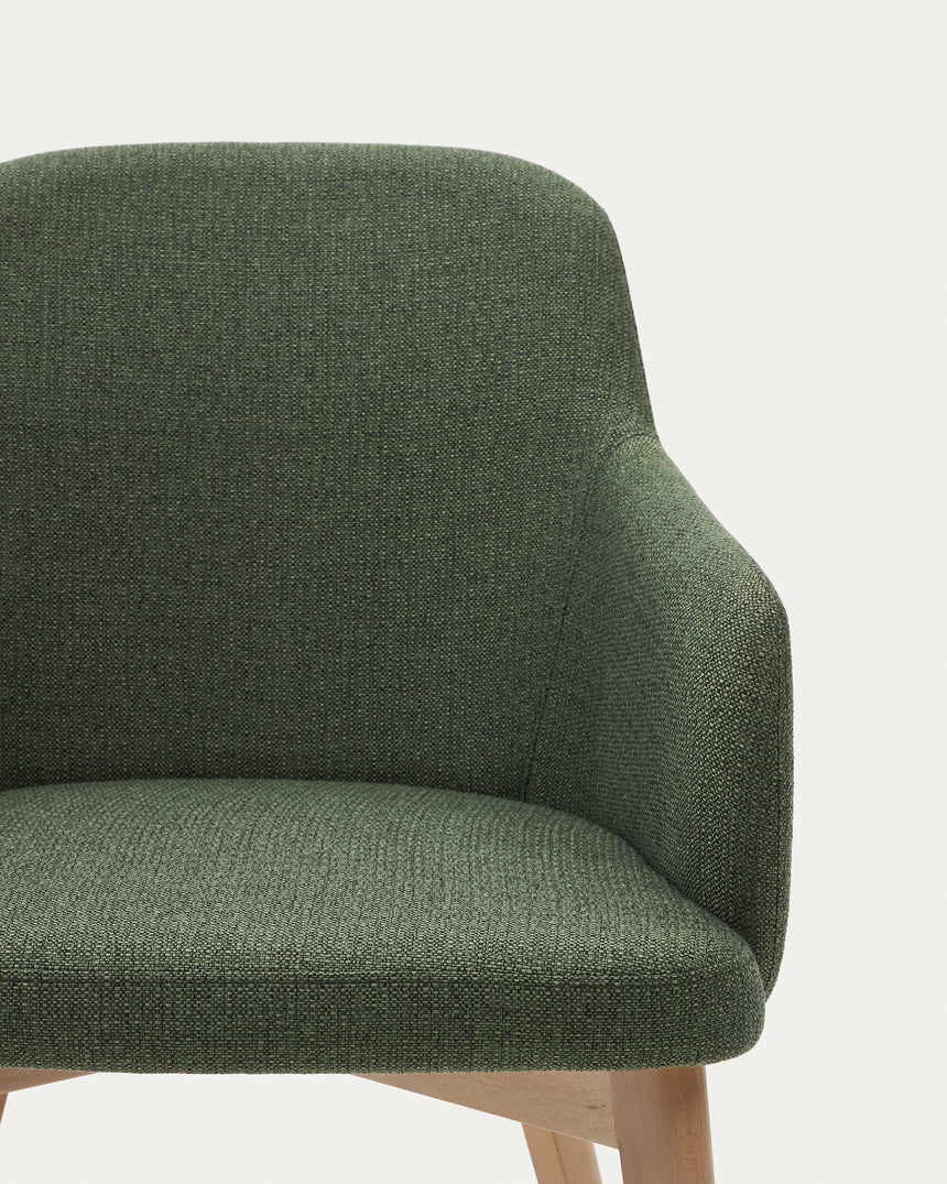 Nelida Stuhl aus grüner Chenille und massivem Buchenholz mit naturfarbenem Finish FSC 100% - ZEN ZONE Furniture