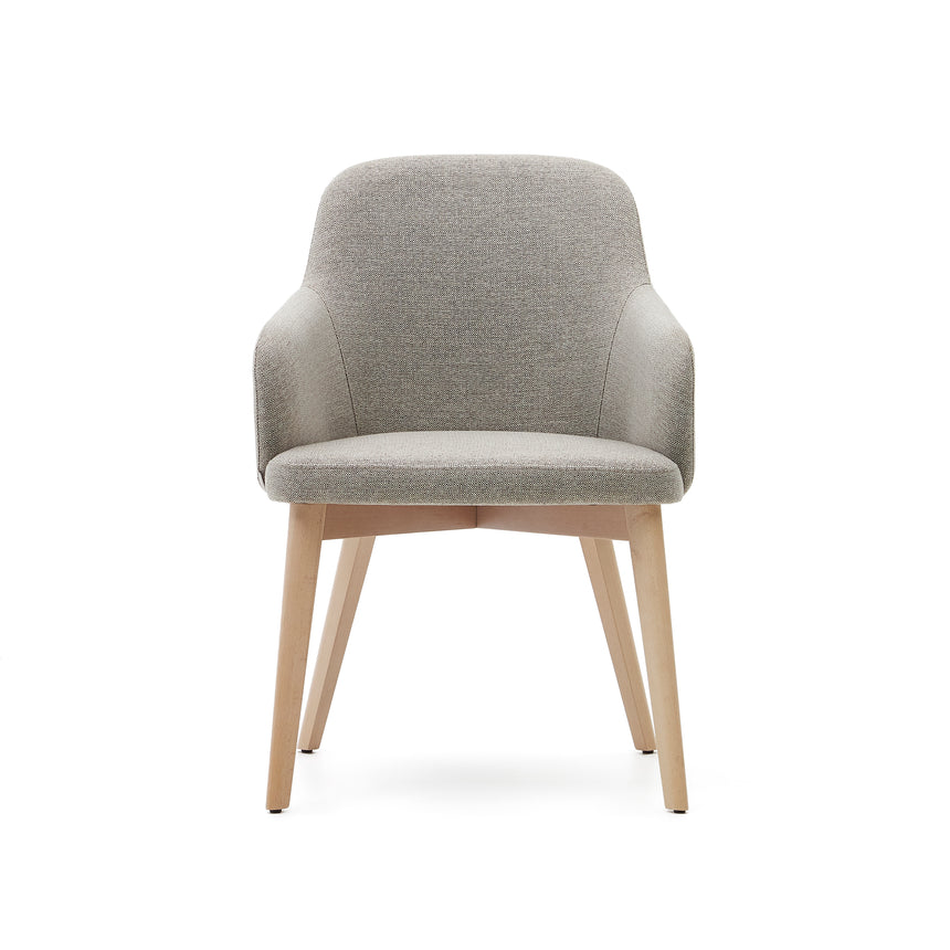 Nelida Stuhl aus brauner Chenille und massivem Buchenholz mit naturfarbenem Finish FSC 100% - ZEN ZONE Furniture