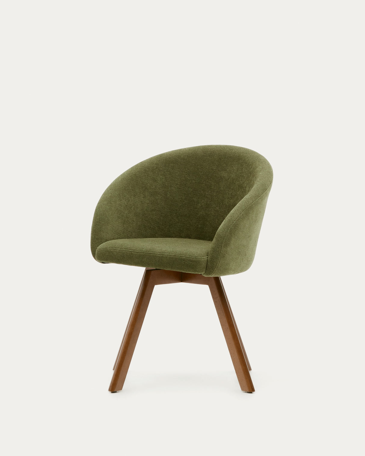 Marvin Drehstuhl mit grüner Chenille Beine aus massiver Buche mit Nussholzfinish - ZEN ZONE Furniture