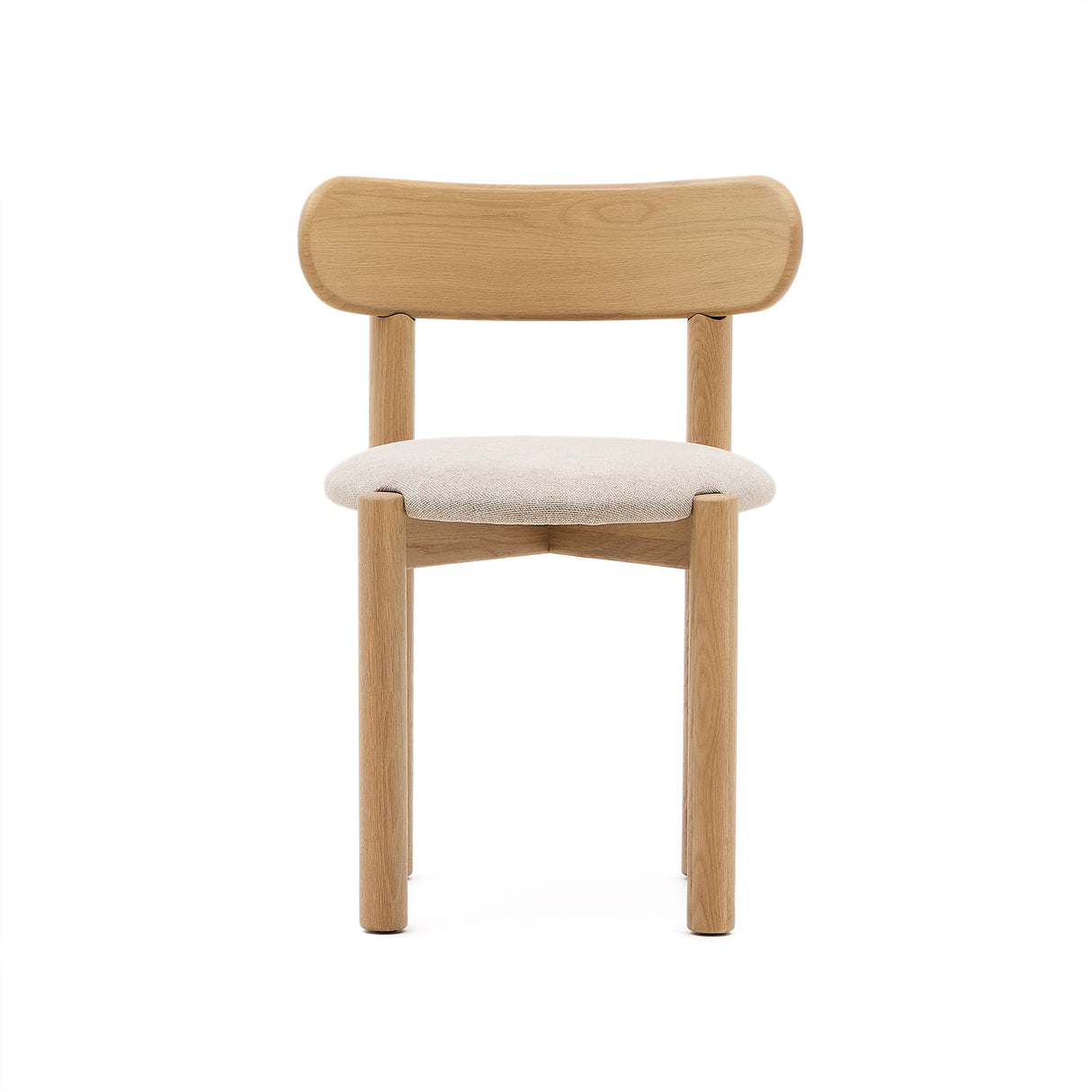 Nebai Stuhl mit beiger Chenille und Gestell aus massivem Eichenholz mit naturfarbenem Fini - ZEN ZONE Furniture