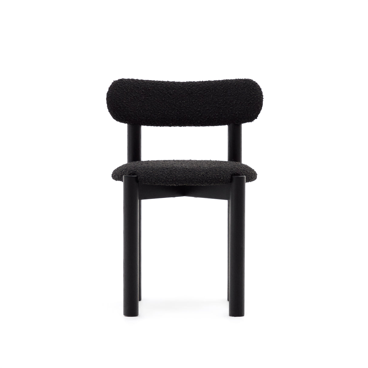 Nebai Stuhl aus schwarzem Bouclé und massivem Eichenholz mit schwarzem Finish - ZEN ZONE Furniture