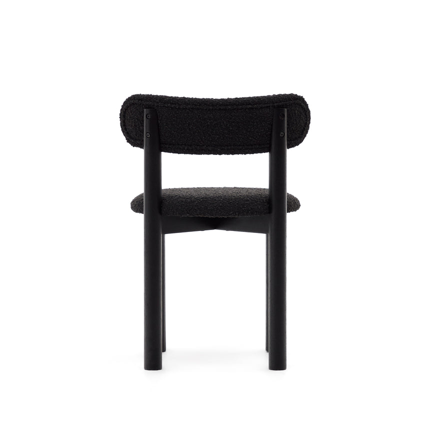 Nebai Stuhl aus schwarzem Bouclé und massivem Eichenholz mit schwarzem Finish - ZEN ZONE Furniture