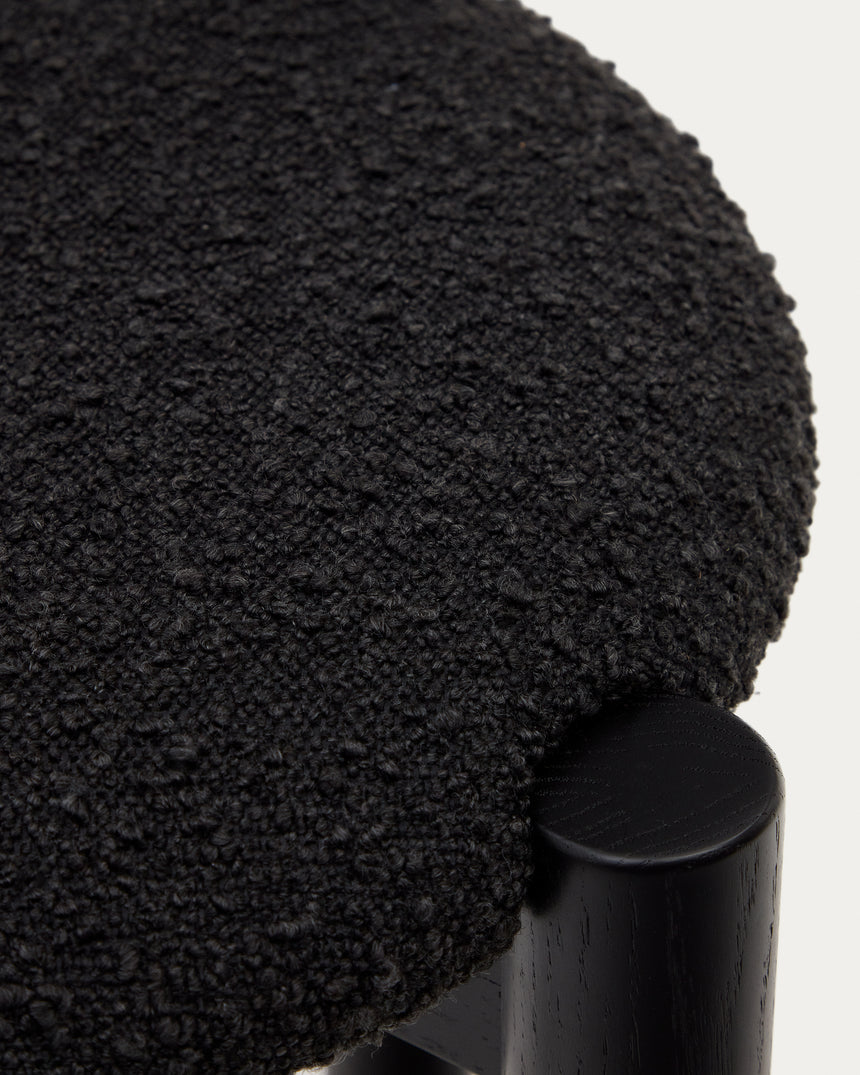 Nebai Stuhl aus schwarzem Bouclé und massivem Eichenholz mit schwarzem Finish - ZEN ZONE Furniture