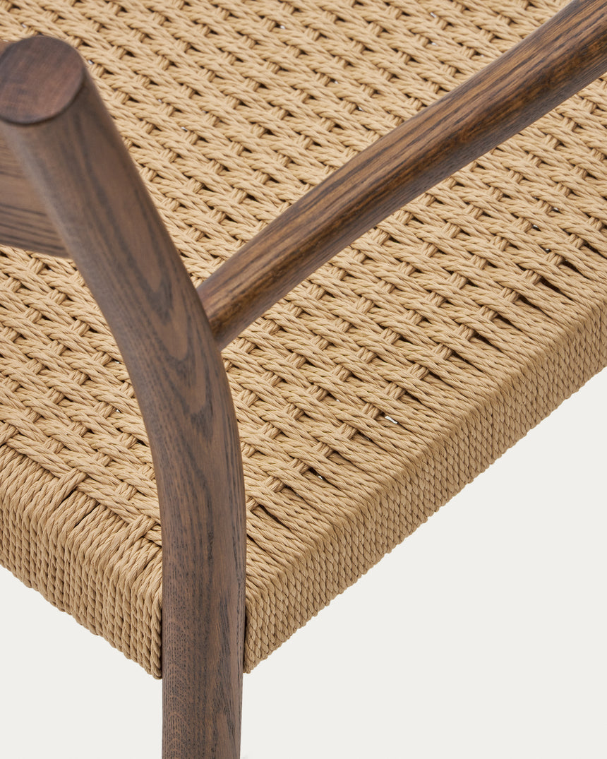 Stuhl Yalia aus massiver Eiche mit Nussbaum-Finish und Sitz aus Seil FSC 100% - ZEN ZONE Furniture