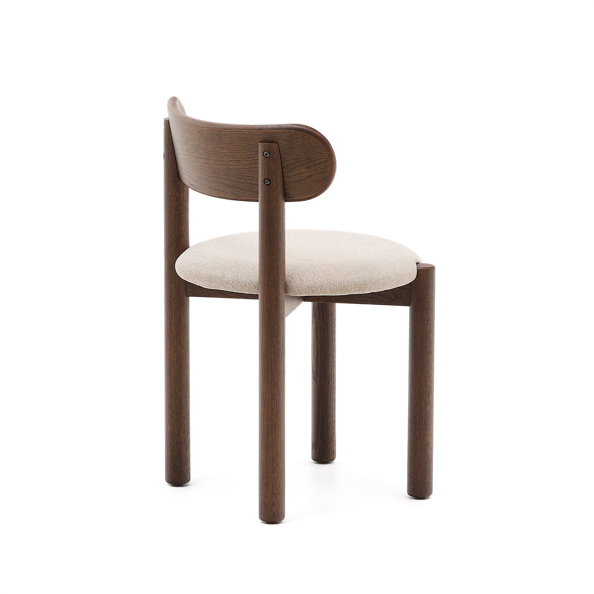 Nebai Stuhl aus brauner Chenille und Gestell aus massivem Eichenholz mit Nussholz Finish F - ZEN ZONE Furniture