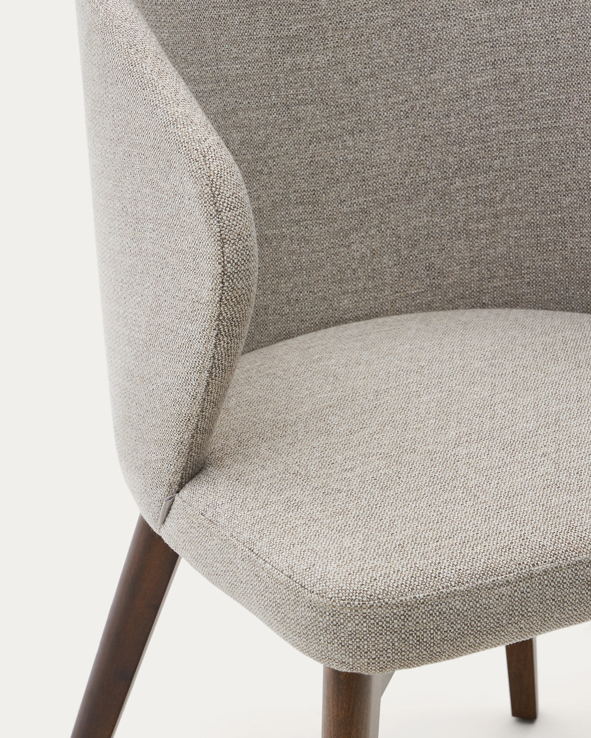 Darice Stuhl aus brauner Chenille und massivem Buchenholz 100% FSC mit Nussbaum-Finish - ZEN ZONE Furniture
